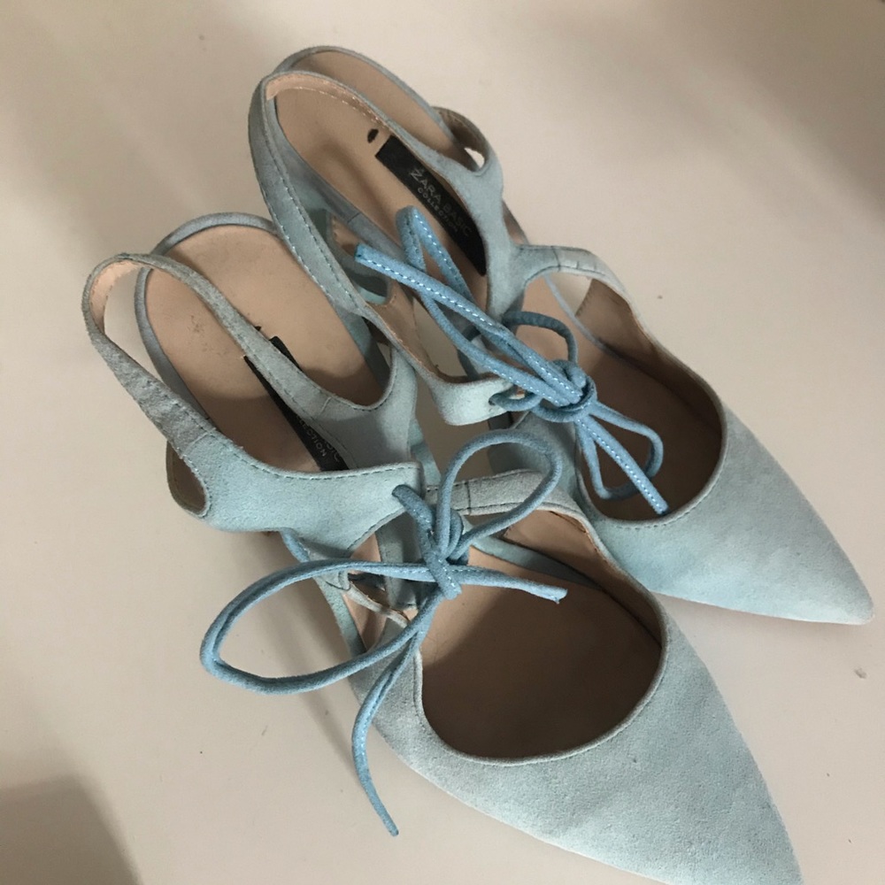 Zara lace-up blue heels - Picture 3 of 3